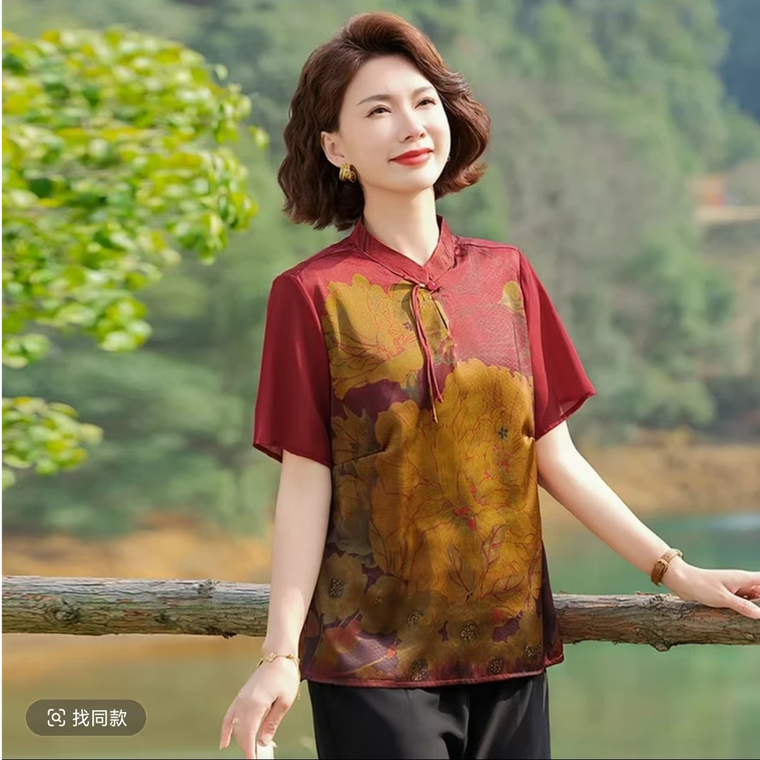 445-气质复古百搭中老年女装薄款新中式