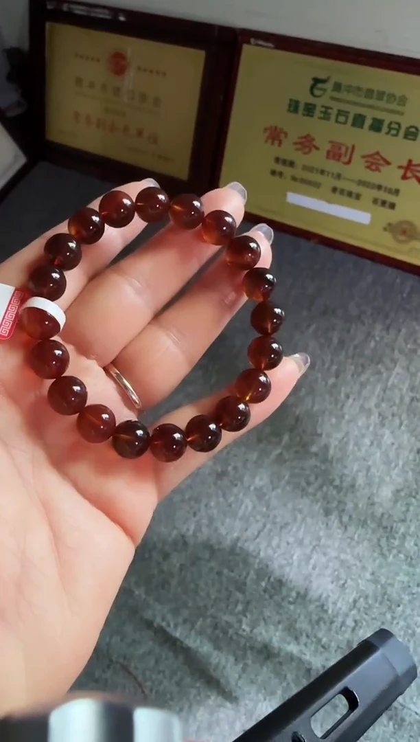 手串琥珀未镶嵌#4缅甸琥珀紫罗兰手串9mm