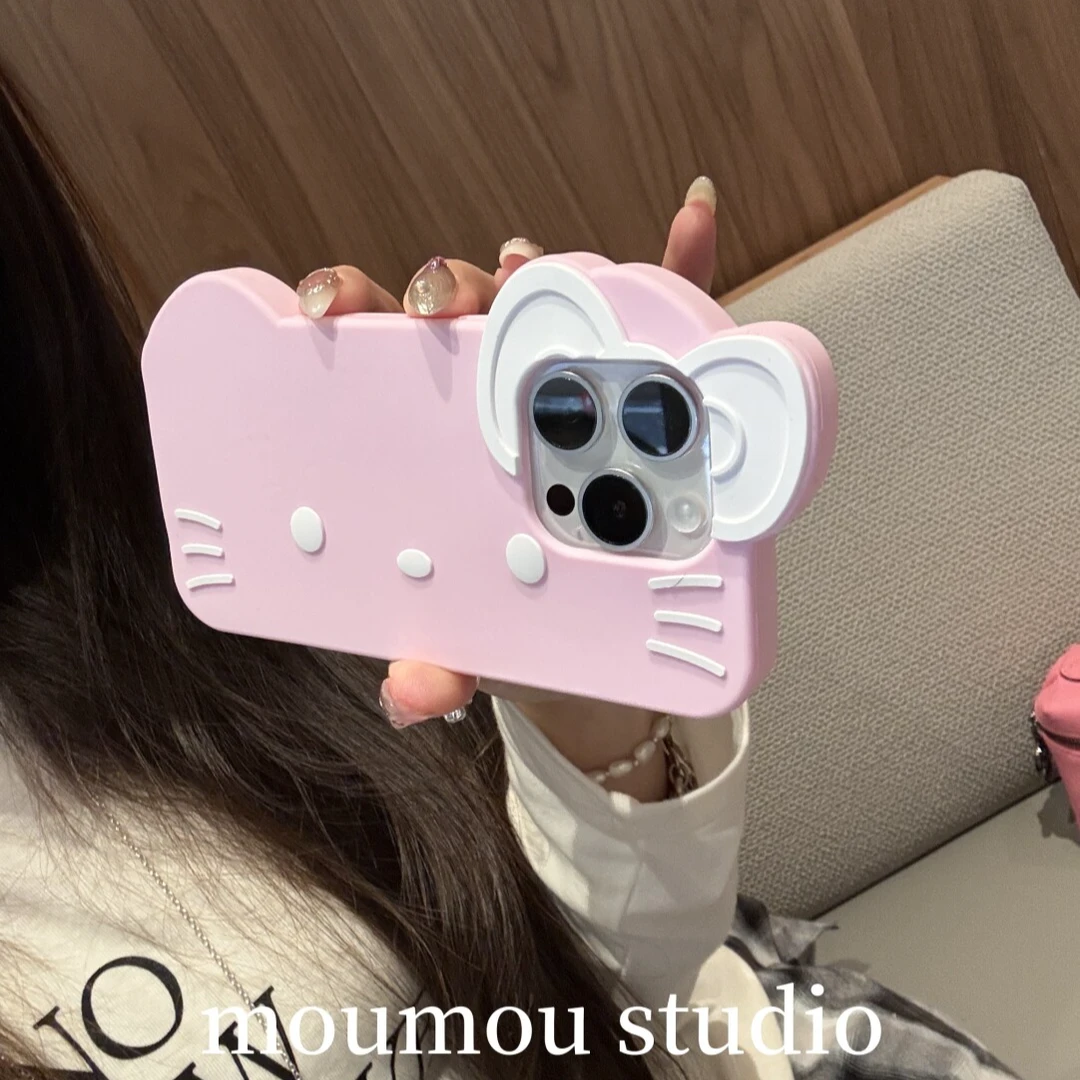 硅胶少女粉猫咪表情适用苹果16手机壳iphone15卡通14promax可爱13