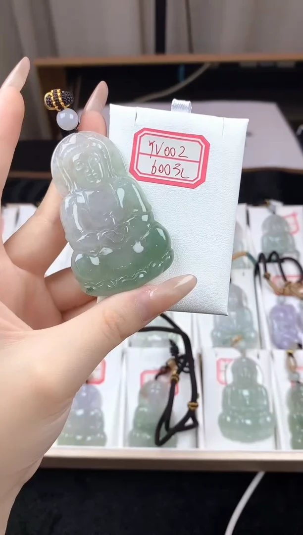 翡翠未镶嵌颈饰YV002冰飘绿观音