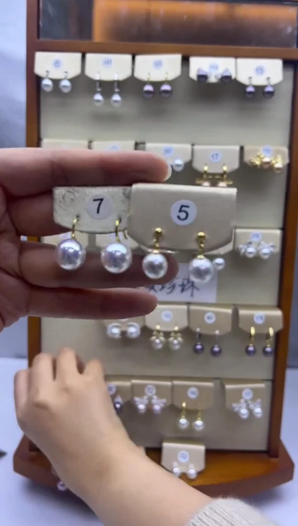 未镶嵌耳饰淡水珍珠7+5