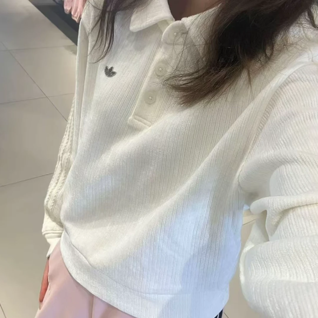 Adidas三叶草CHENILLE POLO休闲舒适简约 针织运动P0LO衫  KS5982