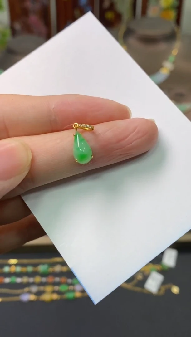 【闪购商品】翡翠颈饰18K金镶嵌净货14026