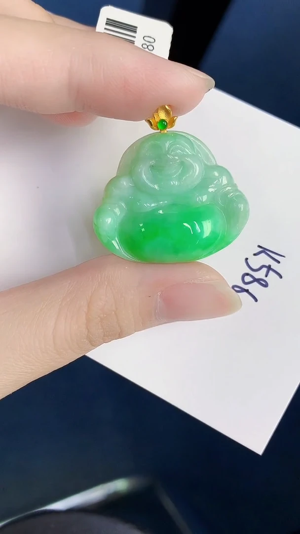 颈饰18K金镶嵌翡翠天然翡翠缅甸A货