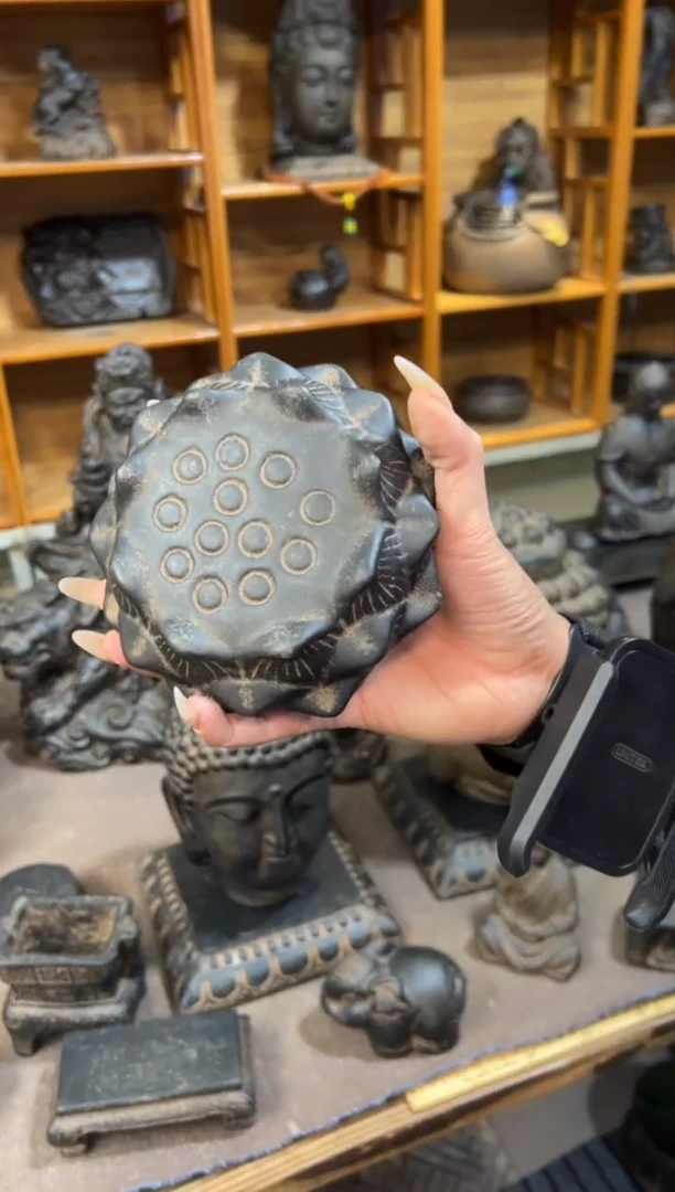 陶土【火山泥】莲蓬实心底座