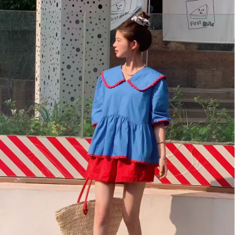 【东大门定制衬衫】夏季洋气设计师韩国新款减龄宽松定制衬衫