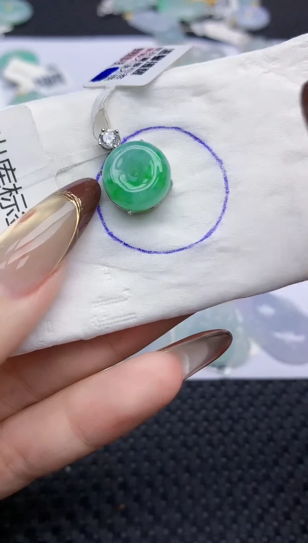 颈饰银S925镶嵌翡翠295   天然翡翠A货  百元以上9米证书费自理