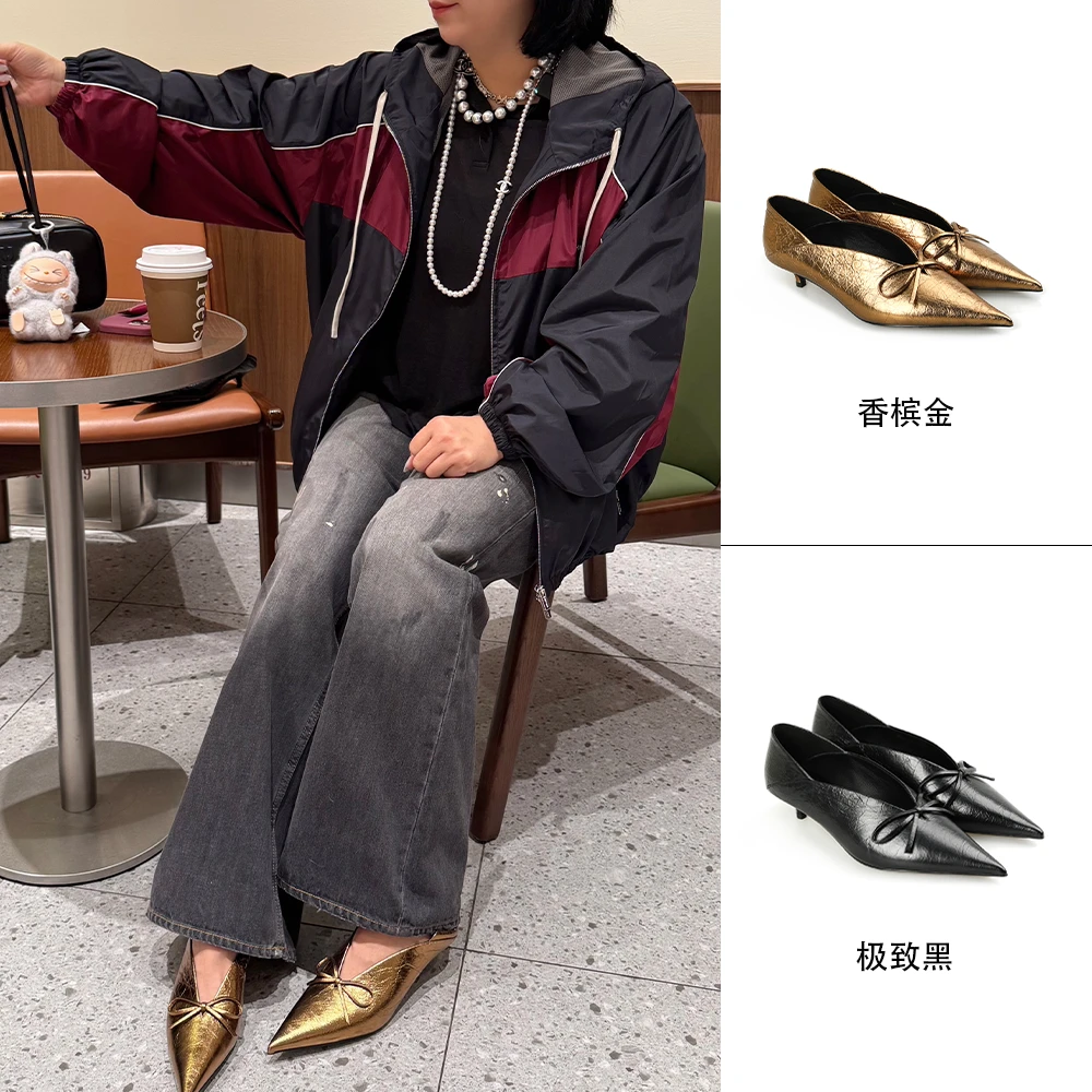 MY WANTS25秋季新款法式穆勒拖蝴蝶系带时尚气质潮鞋MW2A1101-166