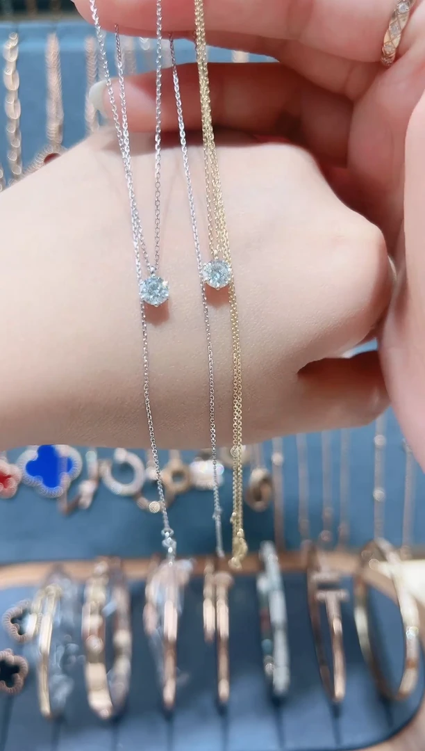 18K金镶嵌颈饰合成钻石培育钻石项链（多样性发其一）