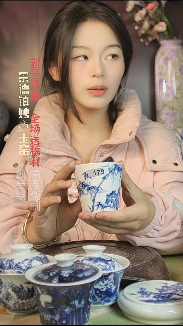 盘陶妙庐玉窑直口杯179微瑕