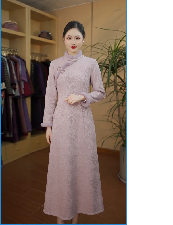 灼光 冬季新款优雅气质文艺日常奥黛改良旗袍