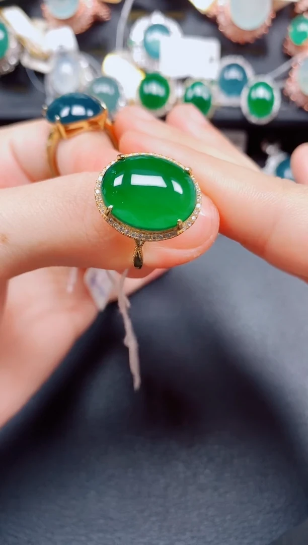 银S925镶嵌戒指翡翠翡翠