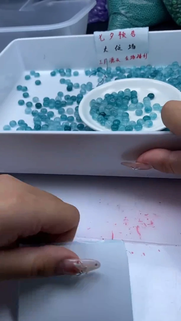 未镶嵌颈饰碧玺W1891蓝碧玺算盘8*4MM*30颗