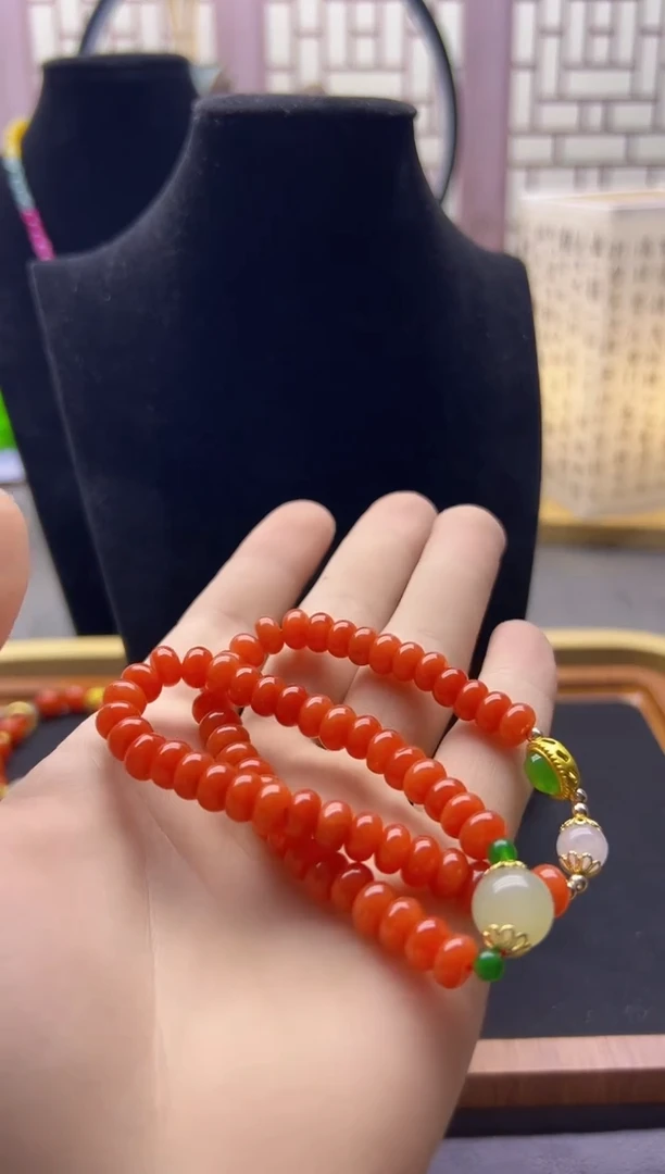 【闪购商品】南红玛瑙耳饰14K金镶嵌S178