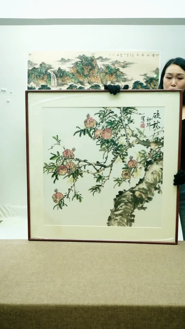 国画88*88知非手绘花鸟带框