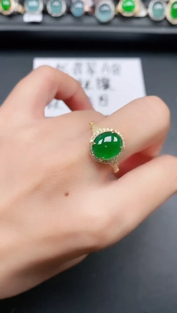 翡翠戒指银S925镶嵌11111