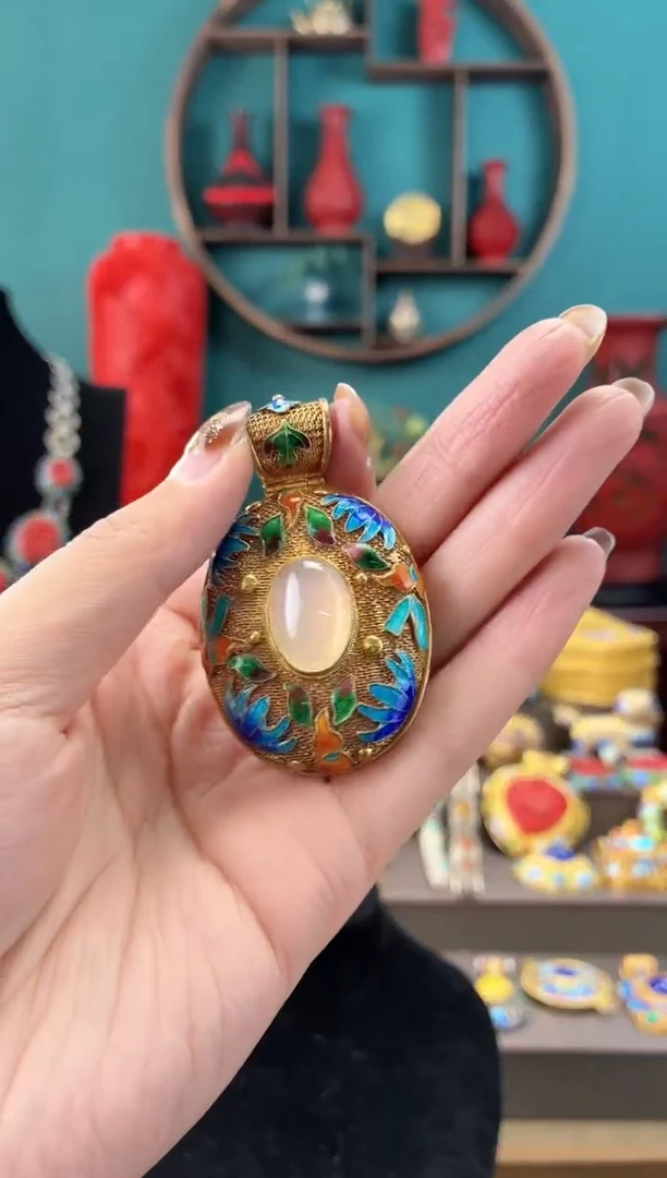 非遗手工花丝镶嵌吊坠