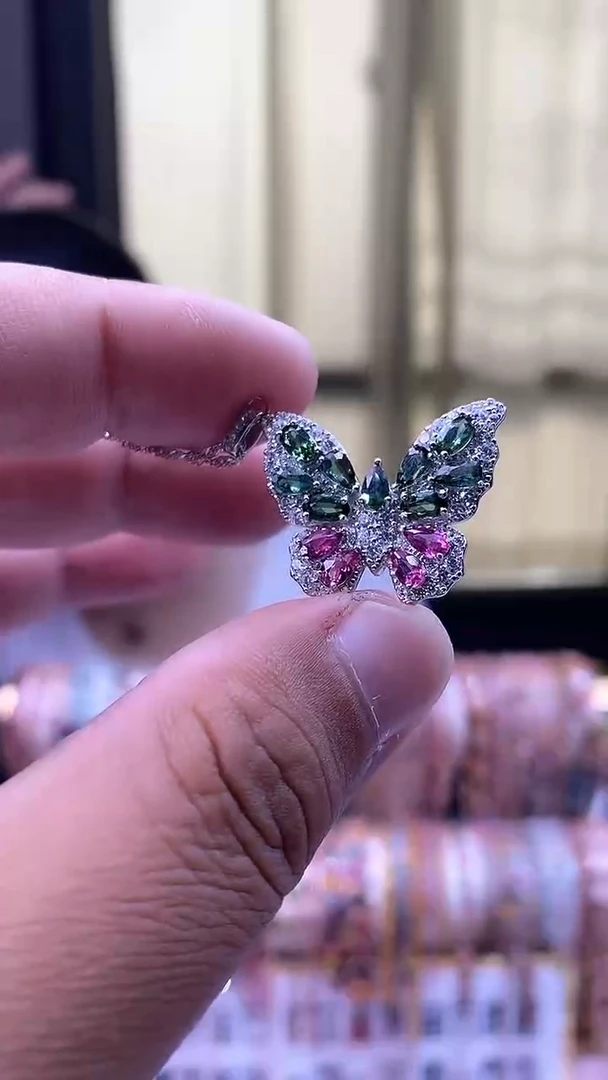 吊坠银S925镶嵌碧玺345354354354354