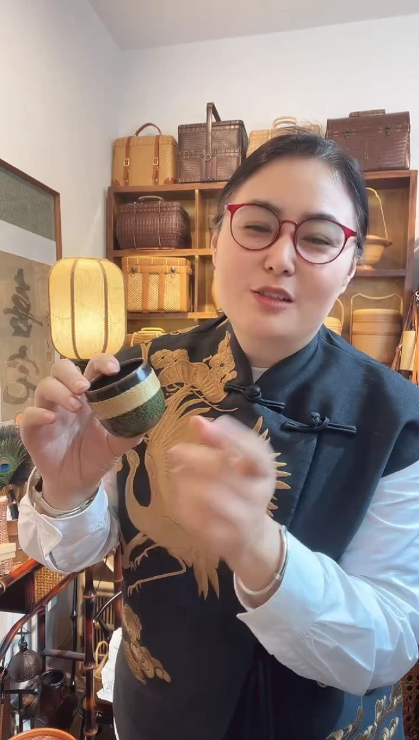 竹编钧瓷主人杯一口杯