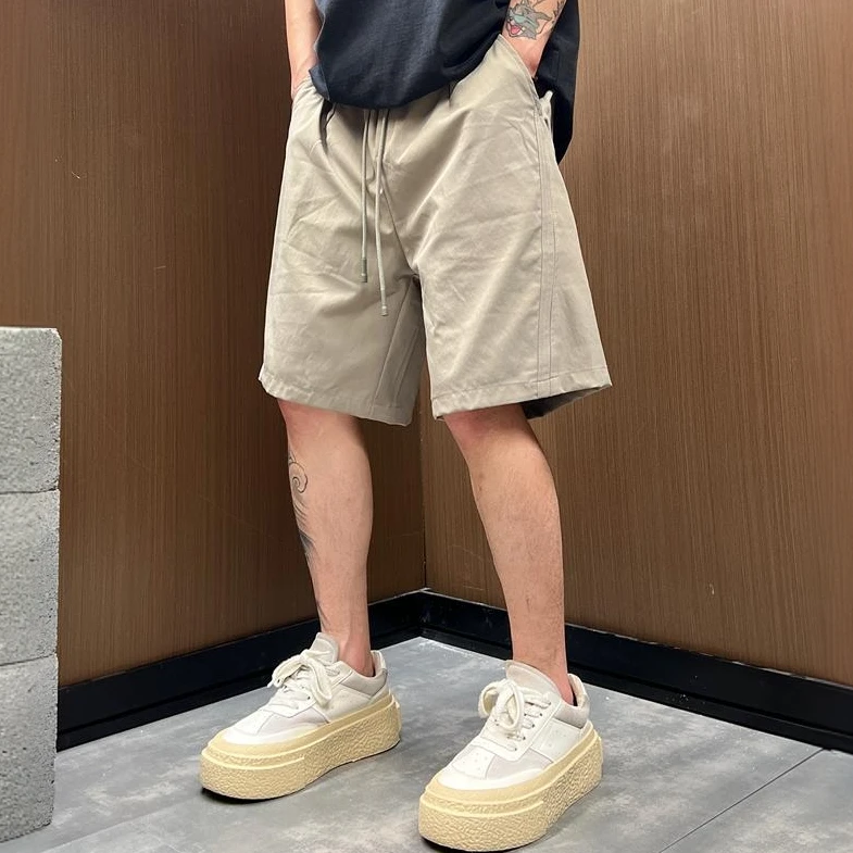 简约休闲短裤男款夏季新款高级感轻奢痞帅时尚百搭宽松纯色五分裤