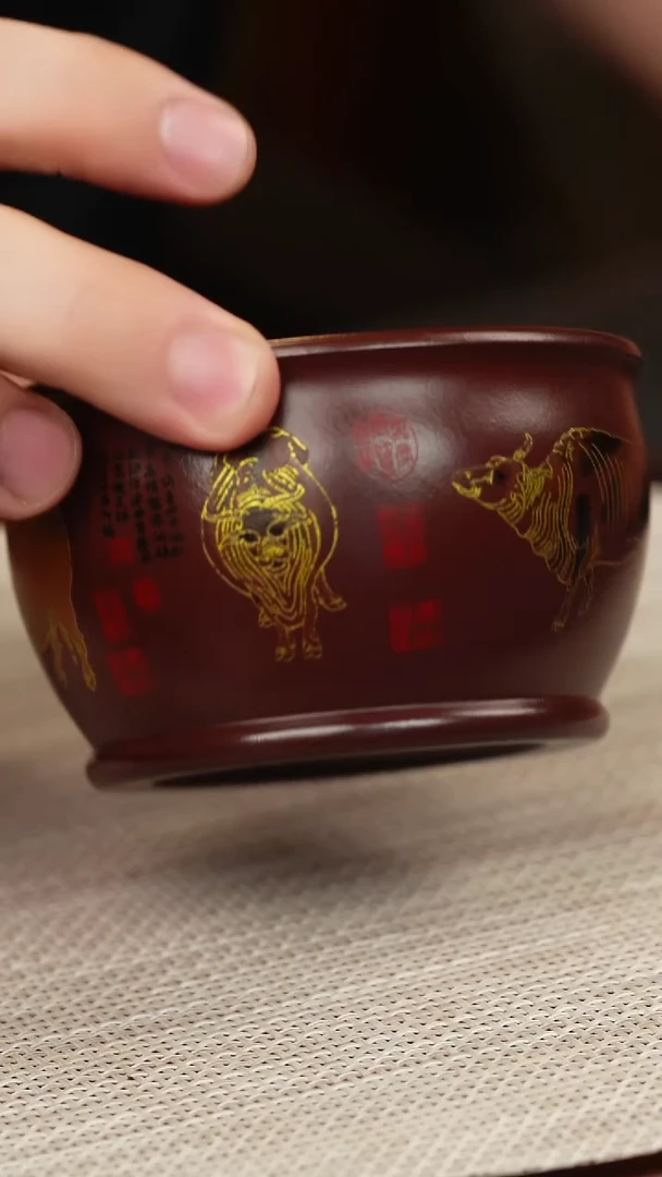 茶壶紫砂石红五牛主人杯