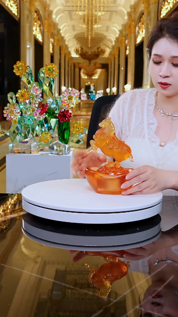 手工艺品琉璃YB00788马上有钱摆件