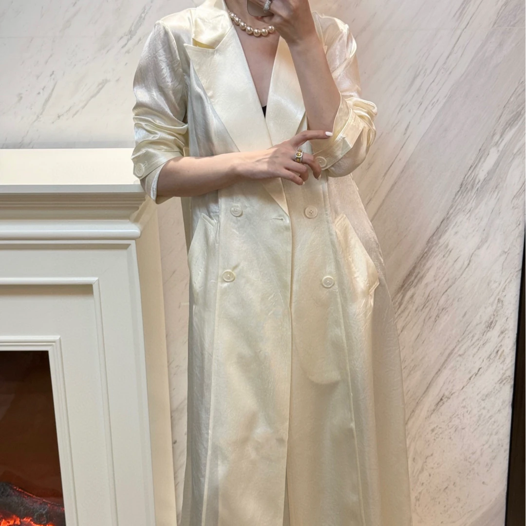 【飒姐专属】高端制定时尚气质中长款醋酸风衣SS251001