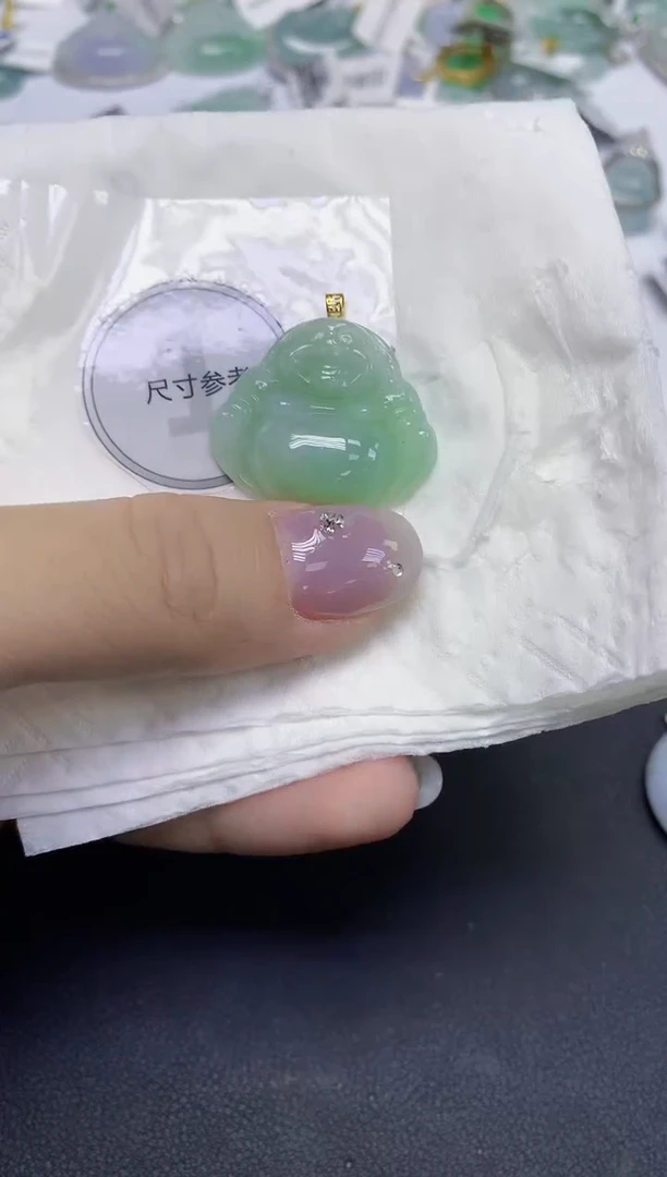 颈饰18K金镶嵌翡翠天然缅甸翡翠A货百元以上9元证书费自理