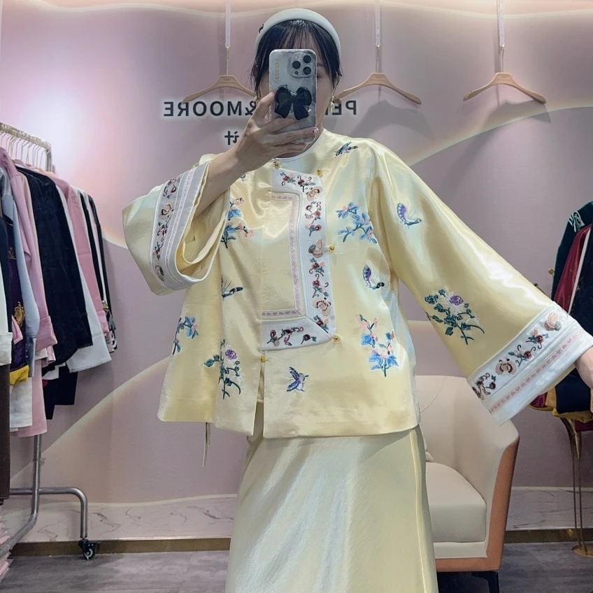 春风十里格格服重工刺绣新中式深圳南油醋酸外套上衣