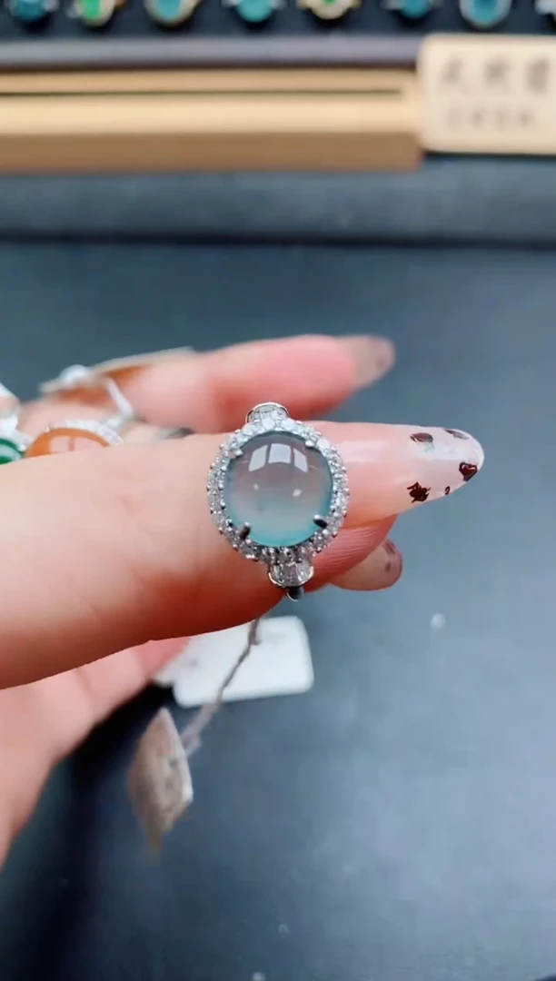 银S925镶嵌戒指翡翠1