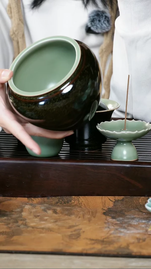 摆件陶望瓯陶溪川双釉建水