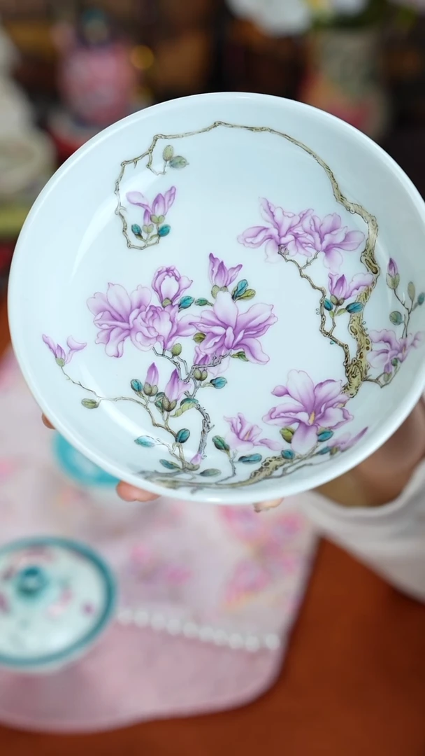 溢珍堂景德镇手工手绘珐琅彩壶承