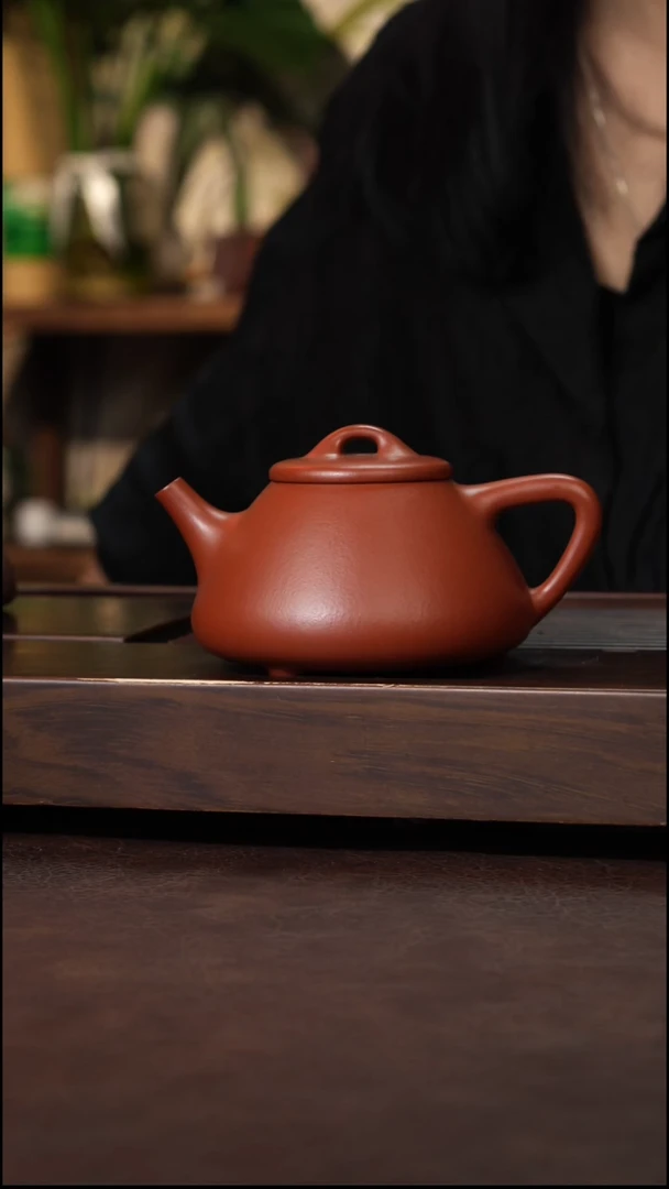 茶壶紫砂赵庄朱泥全手子冶石瓢280cc左右