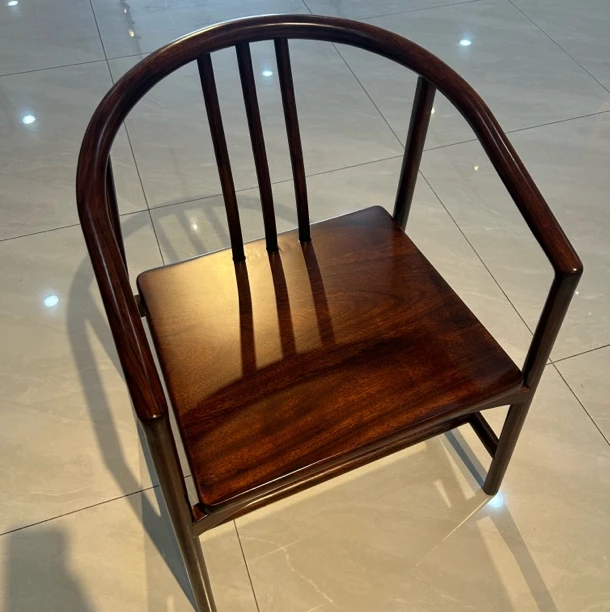 新中式实木圈椅乌金木茶椅禅意客椅休闲会客椅