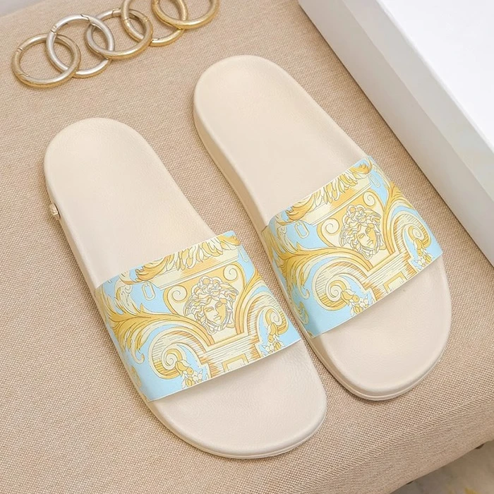 吉伦略索夏季图腾拖鞋男士真皮印花时尚透气一字拖休闲外穿沙滩鞋