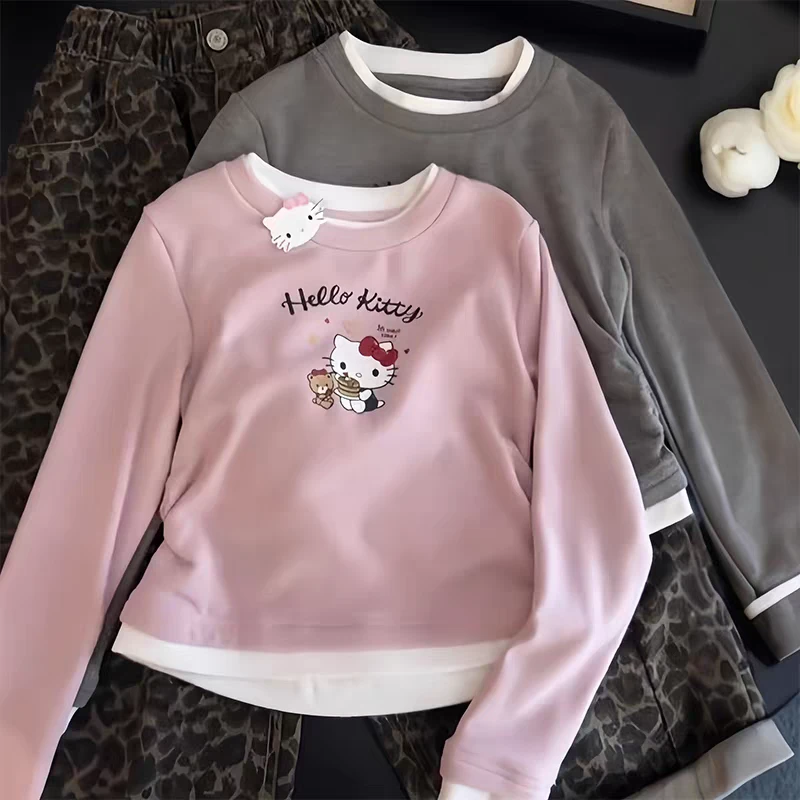 女童长袖T恤2025新款秋季儿童打底衫女孩秋装女宝KT猫衣服上衣秋