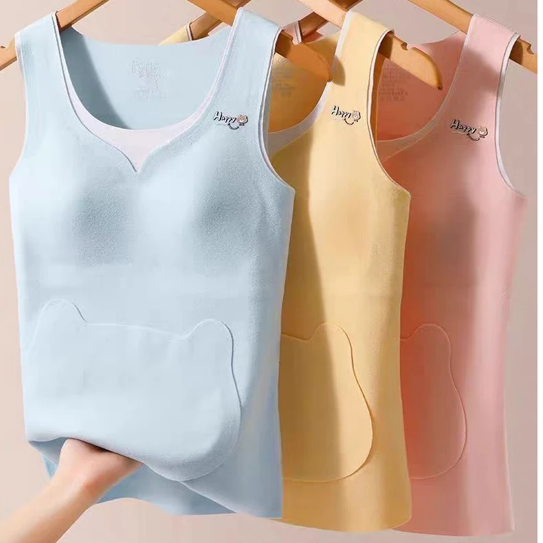 少女无痕山羊绒桑蚕丝毛背心修身保暖背心型少女上衣秋冬一片式