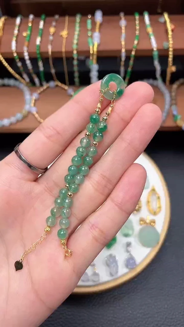 【闪购商品】石英质玉套链18K金镶嵌一个  JK237