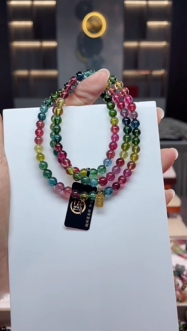 未镶嵌老矿碧玺三圈手串6mm+碧玺（多样性发一条）Q