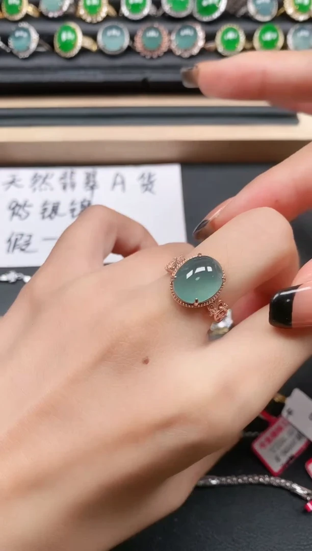 翡翠戒指银S925镶嵌11111