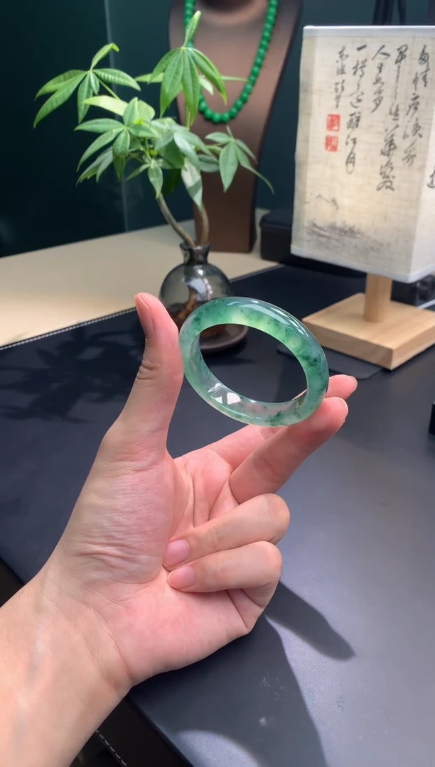 未镶嵌手镯翡翠【俊龙翡翠】天然缅甸A货翡翠手镯55-12.6-9.3正