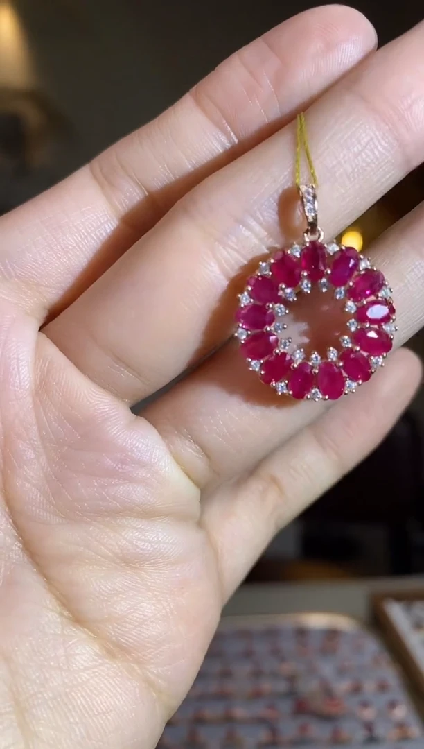 颈饰彩色蓝宝石银S925镶嵌颈饰