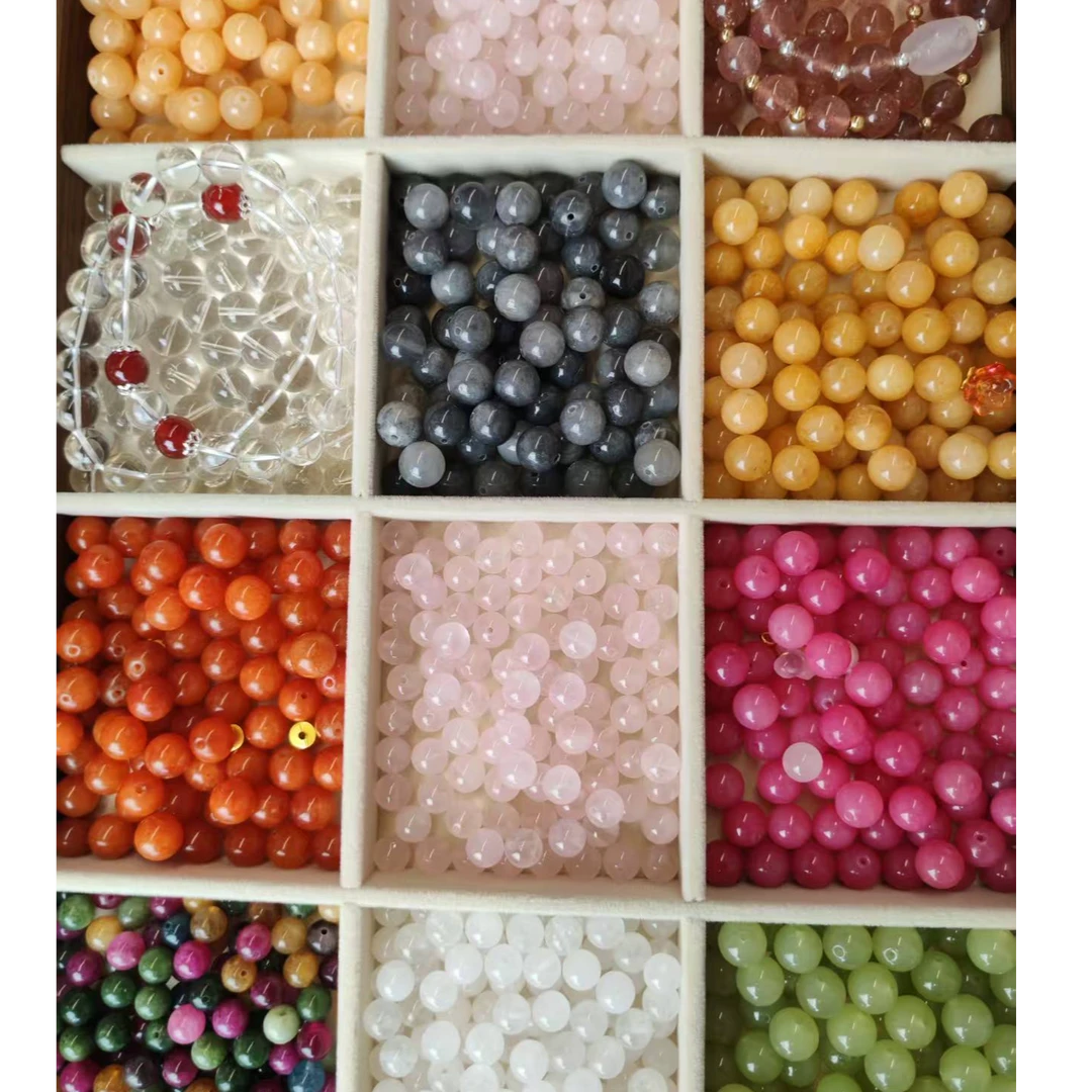 水晶玛瑙玉髓天然石散珠DIY多样款式手串手链