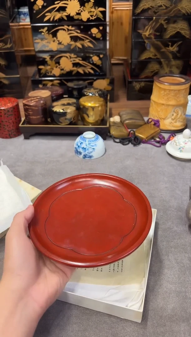 镰仓雕 壶承 大漆漆器大漆漆器