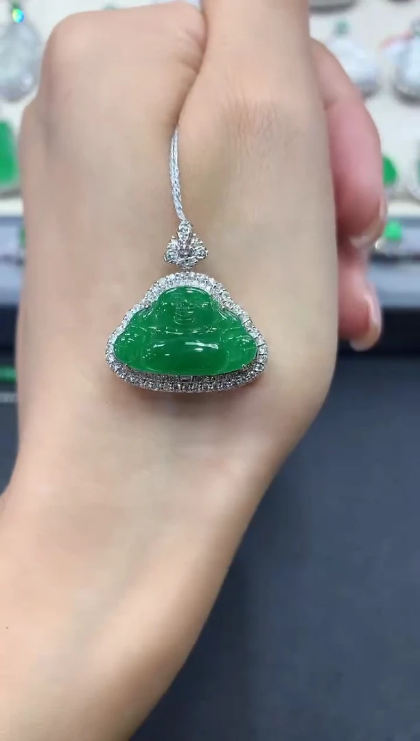 【闪购商品】翡翠吊坠(不含链)18K金镶嵌a117           