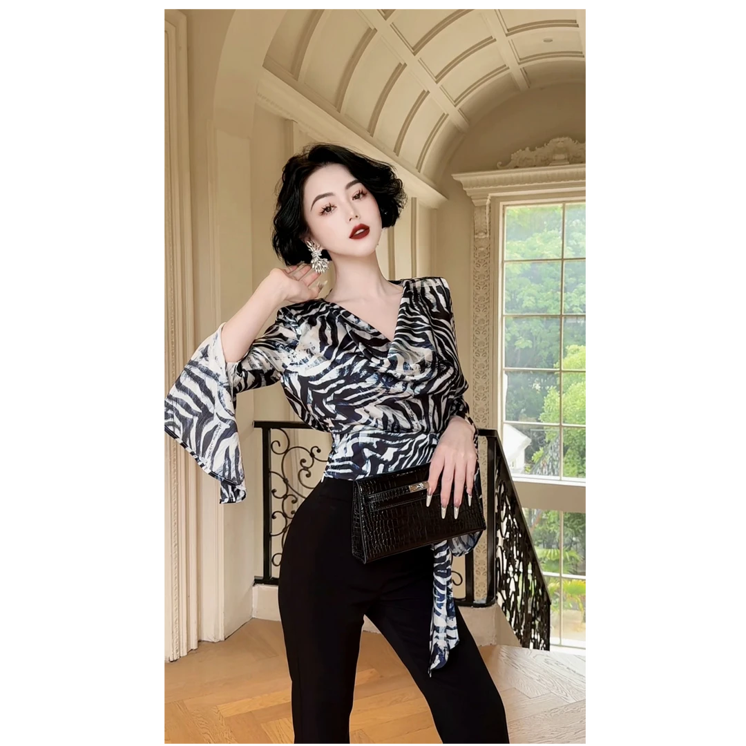 LYXJ【马蒂斯狂想】高级缎面印花小众设计定制花色时尚上衣12091