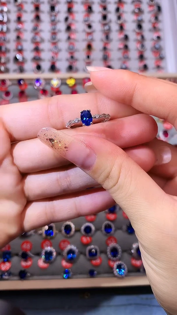 【闪购商品】蓝宝石戒指银S925镶嵌1111111