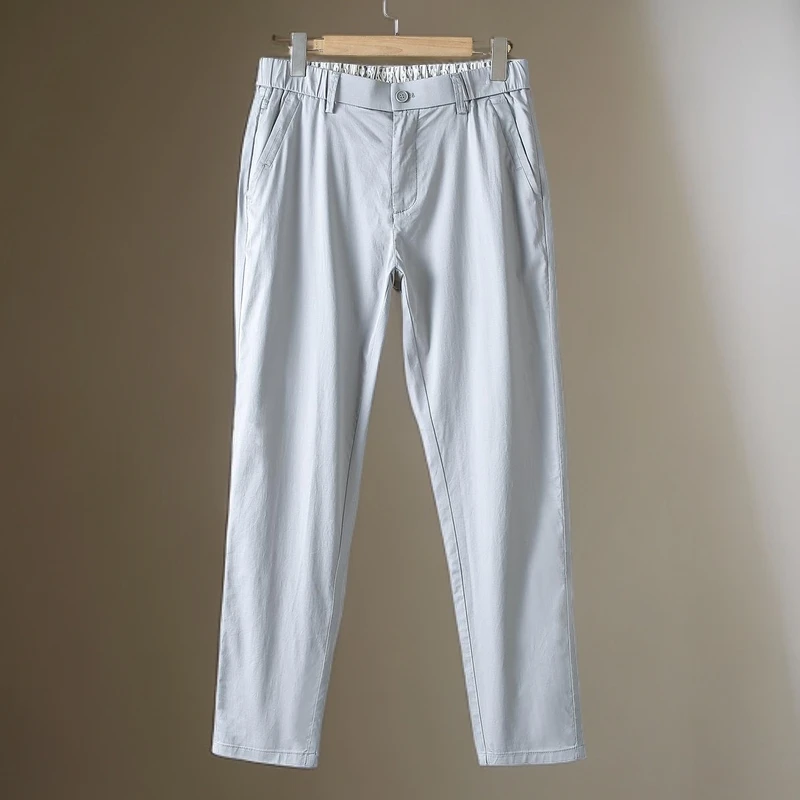 简约舒适休闲裤男士夏季薄款亚麻九分裤2025年新款时尚百搭宽松