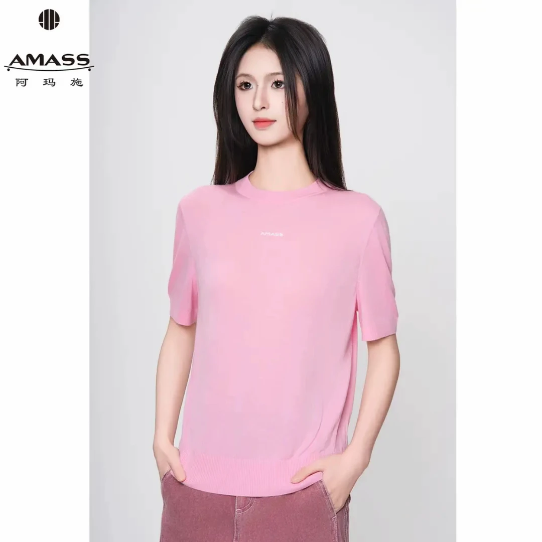 AMASS/阿玛施新款圆领极简短袖针织女538053
