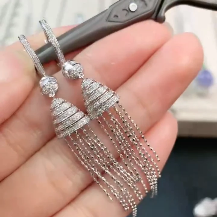 【福公子珠宝】灯笼款钻石耳饰18K金镶嵌-多样性一件发货-262